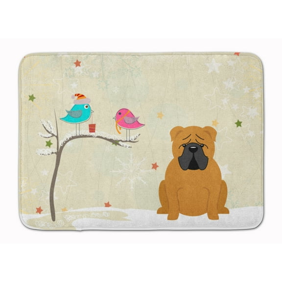 Christmas Presents between Friends English Bulldog - Red Machine Washable Memory Foam Mat