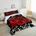 thumbnail image 4 of Erosebridal 3D Red Rose Comforter Set Red And Black Down Comforter Twin Rose Flower Gifts For Her Women Men Couple friend Romantic Floral Bedding Set Glitter Sequins Diamond Decor 1 Pillow Case, 4 of 6