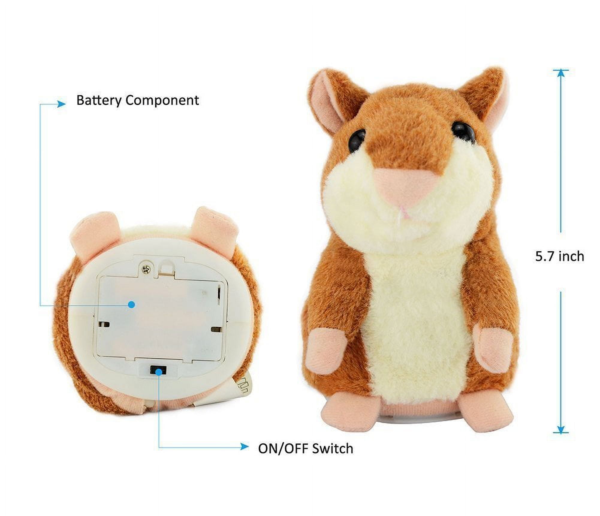 Plush Interactive Toys 1 PC PRO Talking Hamster Repeats What You Say Electronic Pet Chatimals Mouse Buddy for Boy and Girl, 5.7 x 3 inches（brown）