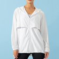 thumbnail image 3 of Vedolay Womens 2023 Jackets Womens Casual Jackets Distresse Oversized Stretch Button Up Cropped Coats,White SM, 3 of 5