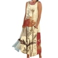 thumbnail image 2 of LSLJS Robe Longue Sans Manches en Coton et Lin à Col Rond Imprimé avec Poche, Robe d'Été de Plage, 2 of 5