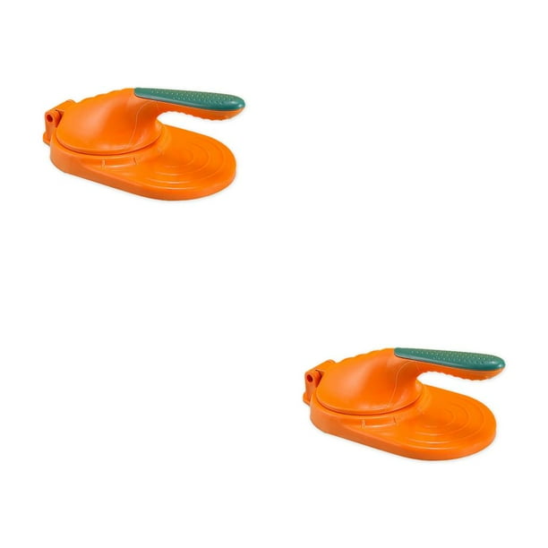 Injueey Prensador de de plástico para piel de Dumpling, molde para envoltorio de panqueques Wonton, utensilios de presión, accesorios de Mango Verde Amarillo 2piezas