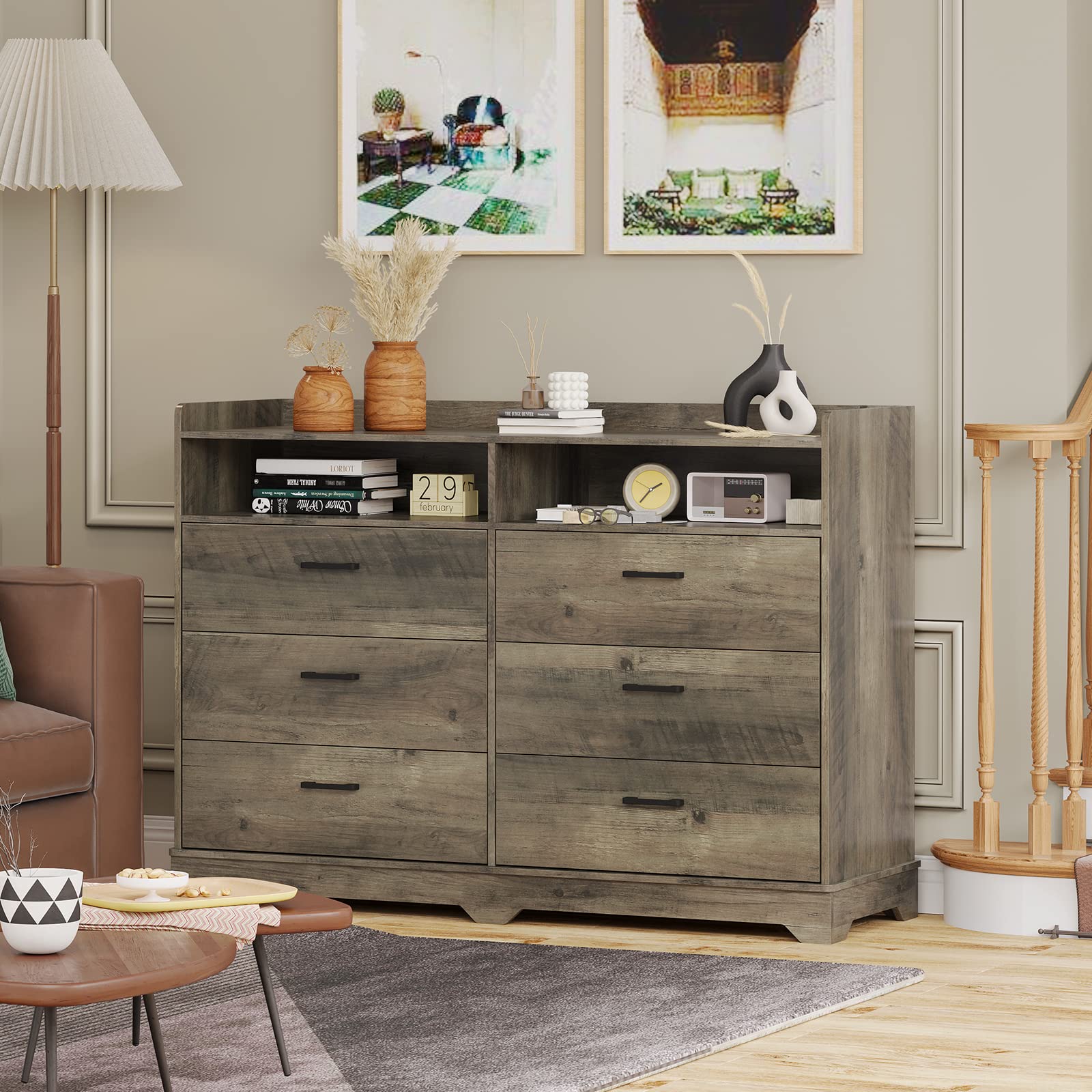 6 Drawers Double Dresser, Modern Storage Tower Dressers & Chests of