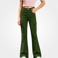 thumbnail image 2 of SGFCWSX Girls Cargo Flare Pants Button Zipper Pockets Trousers for Casual Daily Wear Green Size 11, 2 of 9