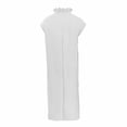 thumbnail image 4 of Rggeeun Women Dress Solid Color Ankle-Length Short Sleeve Deep-V Neck Collar With Side Asymmetrical Slit Loose Fit A-Line Waist Draping Elastic Soft For Summer Club Party Cute Sundress,White,Xxl, 4 of 5