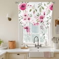 thumbnail image 3 of Pink Flowers Tie Up Curtain 45 Inches Long, Floral Leaves Watercolor Plant Spring Balloon Style Kitchen Window Curtain Over Sink, Small Window Rod Pocket Curtain 52"x45", 3 of 9