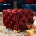 thumbnail image 4 of Baxton Studio Avara Pouf Moderne en Velours Touffeté Bordeaux et Or, 4 of 7