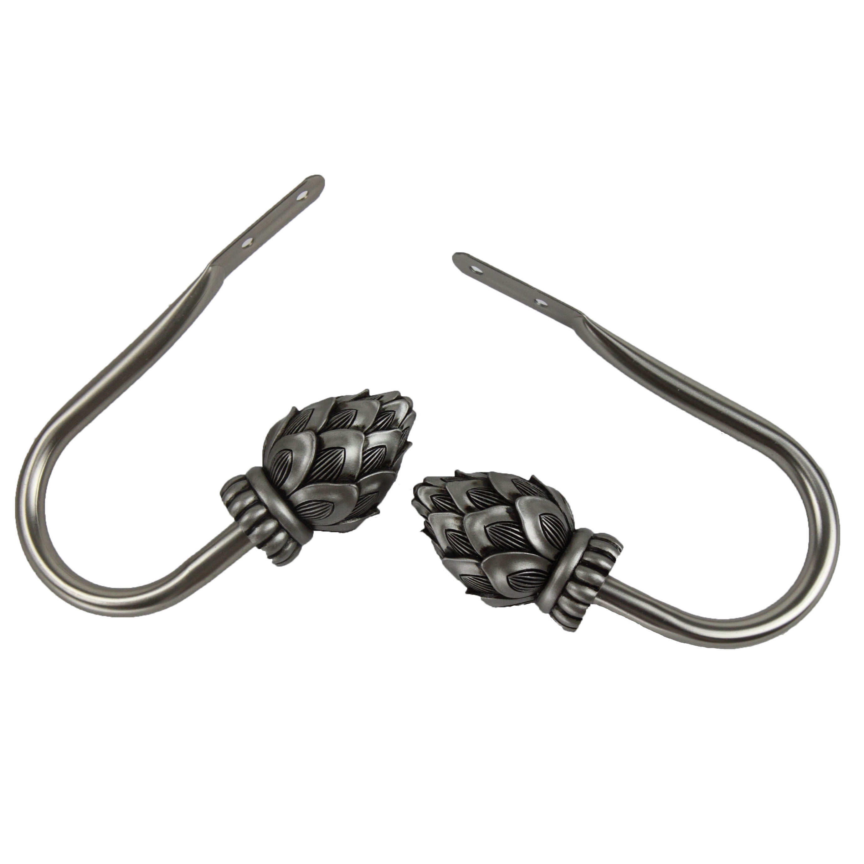 Alonzo Curtain Holdback Pair in Satin Nickel