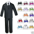 thumbnail image 1 of 6pc Baby Boy Kid Teen Extra Bow tie Wedding Formal BLACK Vest Necktie Suits S-20, 1 of 6