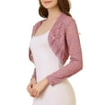 thumbnail image 4 of INSPIRE CHIC Women's Floral Lace Sheer Open Front Bolero Shrug Cropped Cardigan S Grey Pink, 4 of 7