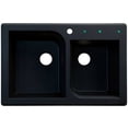 thumbnail image 3 of Transolid Radius 33in x 22in silQ Granite Drop-in Double Bowl Kitchen Sink with 2 AC Faucet Holes, In Black, 3 of 4