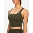 thumbnail image 4 of AGONVIN Women's Strappy Longline Yoga Sports Bra Padded Wireless Crop Top Cami Tank Top Olive Green Large, 4 of 7