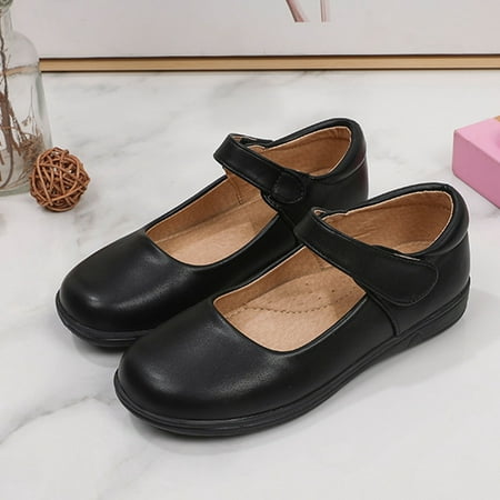 

NIUREDLTD Toddler Kids Grils Dress Shoes Kids Girls Leather Shoes Spring/Autumn Solid Color Flat Bottomed Low Top Single Shoe Party Birthday School Performance PU Leather Princess Shoes Brown 31
