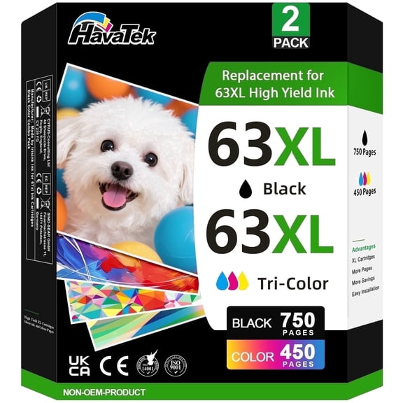 63XL Ink Cartridges Compatible for HP63 Ink Cartridge Bundle Printer Ink 63 for Envy 4520 4512 OfficeJet 3830 4650 Desket 2130 3630 Printer