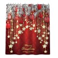 thumbnail image 3 of ITFABS Christmas Print Shower Curtain Set Star Bell Toilet Cover Bath Mat, 3 of 9