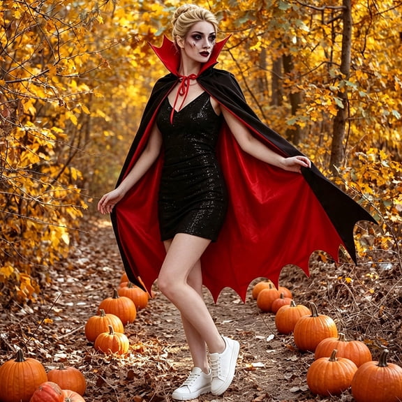 Eliaeconx Halloween Vampire Cape, Double Sided Black Red Stand Collar Cloak, Adult Fancy Dress Party Accessory for Dracula, Witch, Gothic Party