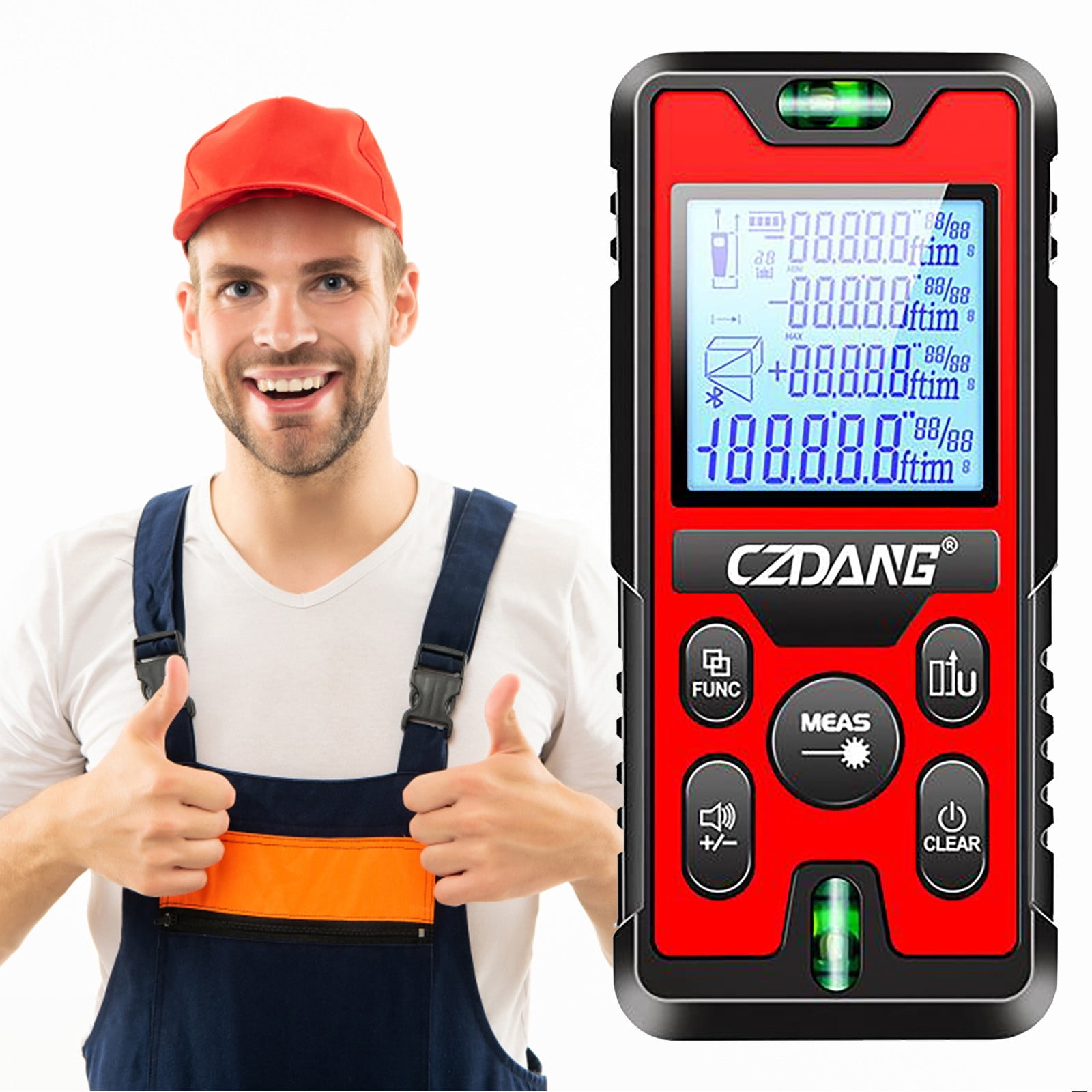 Distance Measurer Handheld Electronic Tape Measure With LCD Display Rechargeable For Indoor/Outdoor Use Construction