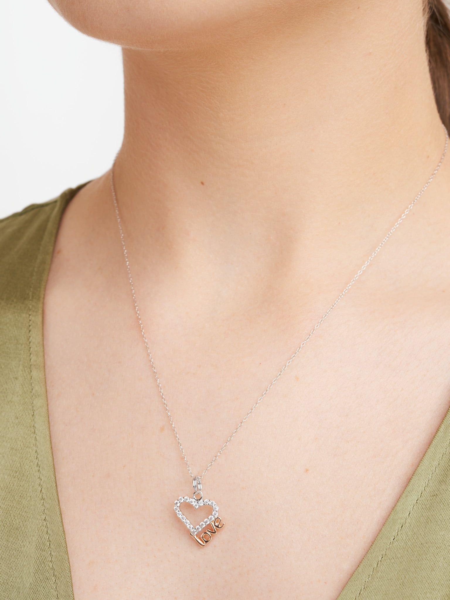 Forever Facets Cubic Zirconia Heart Pendant and Round Stud Earring Set