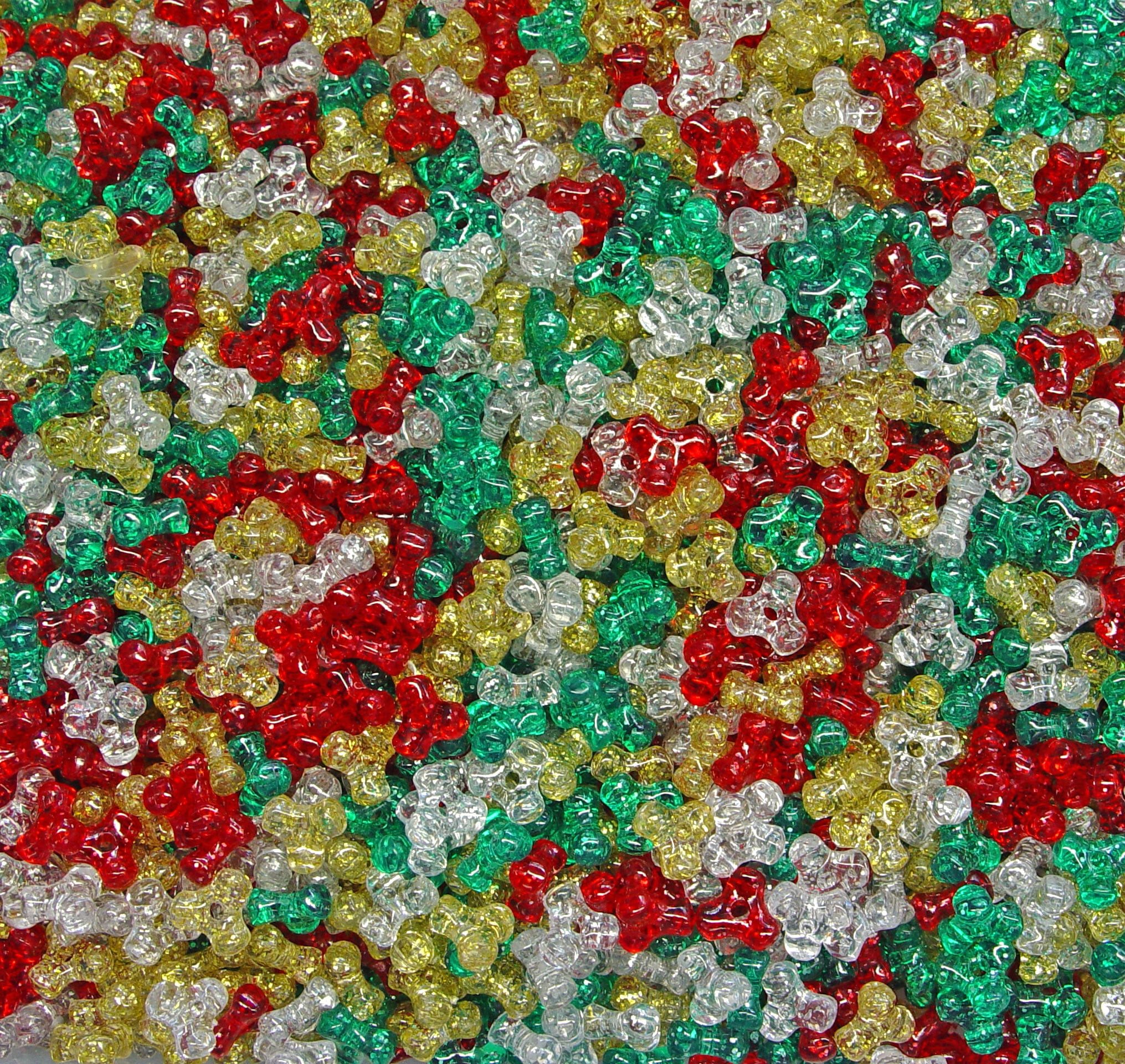 Jolly Store Crafts 11mm Tri Beads Christmas Glitter Mix Made in USA
