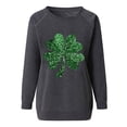 thumbnail image 4 of Womens Loose Sweatshirts Lucky Green Glitter Graphic Pullover Tops Casual Fashion Long Sleeve Shirt Lucky Clover Irish Sweatshirts Saint Patrick's Outfits(Dark Gray,XXL), 4 of 5