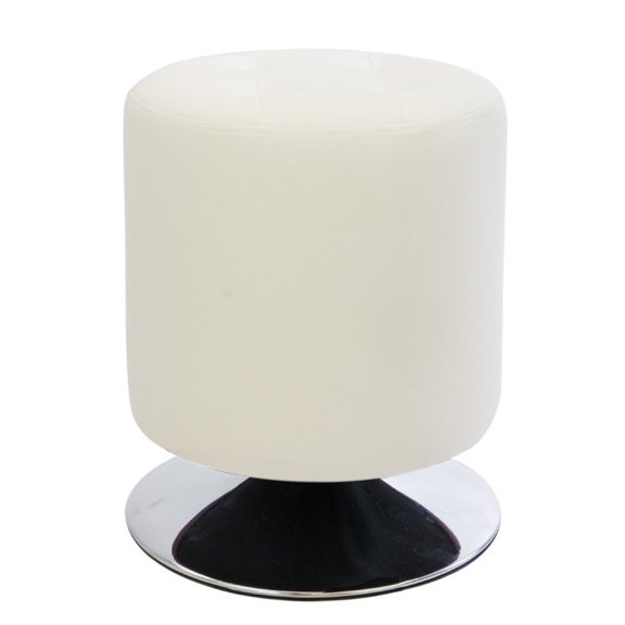 Impressions Vanity Rosey Tufted Vanity Ottoman with 360 Degree Swivel (White Faux Leather)