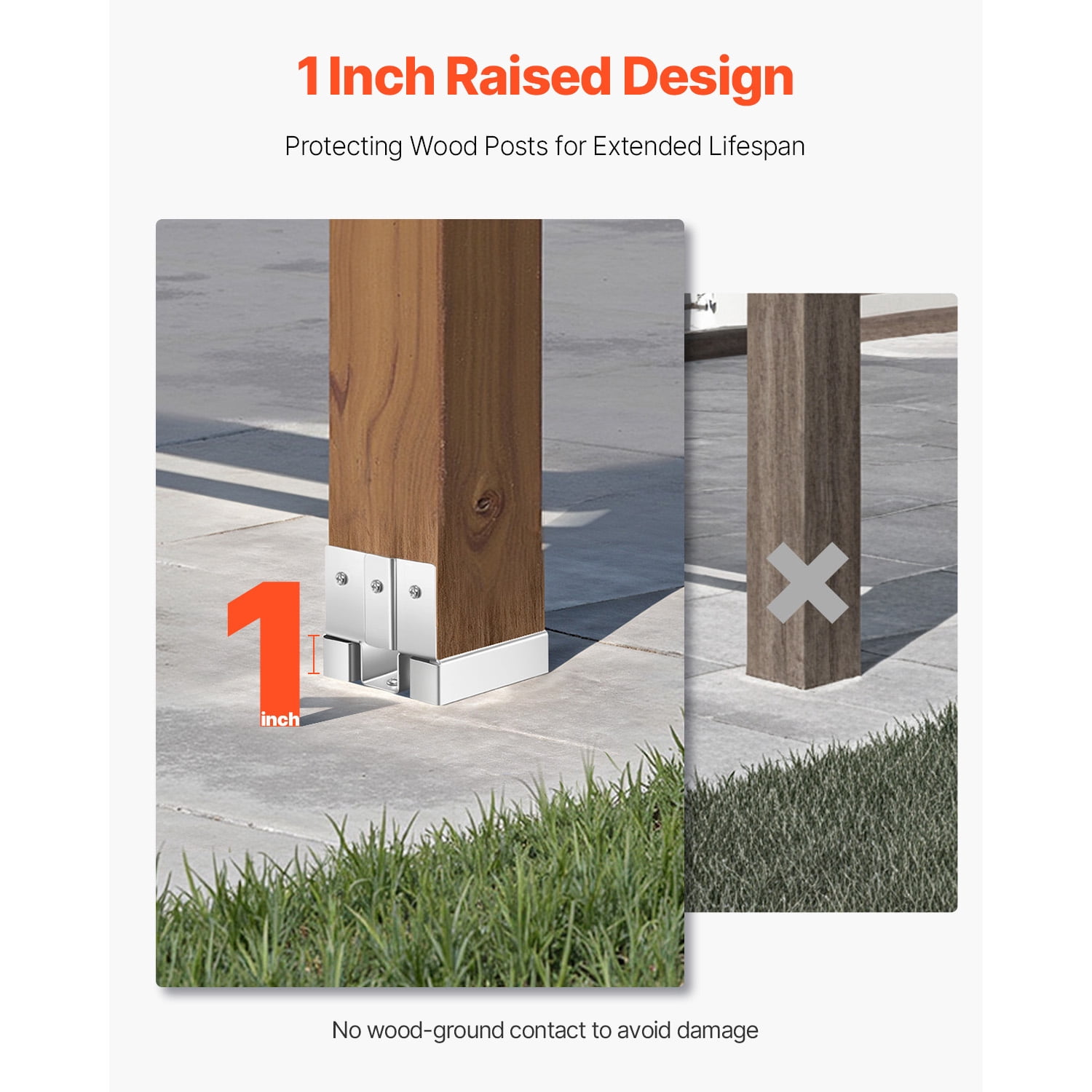 KFFKFF 4x4 Post Base 10 Pcs, Inner Dimensions 3.53x3.56inch/89.6x90.5mm Concrete Post Anchor, Durable Zinc-Plated Carbon Steel Brackets with 1-Inch Standoff, Suitable for Pergolas and Patio