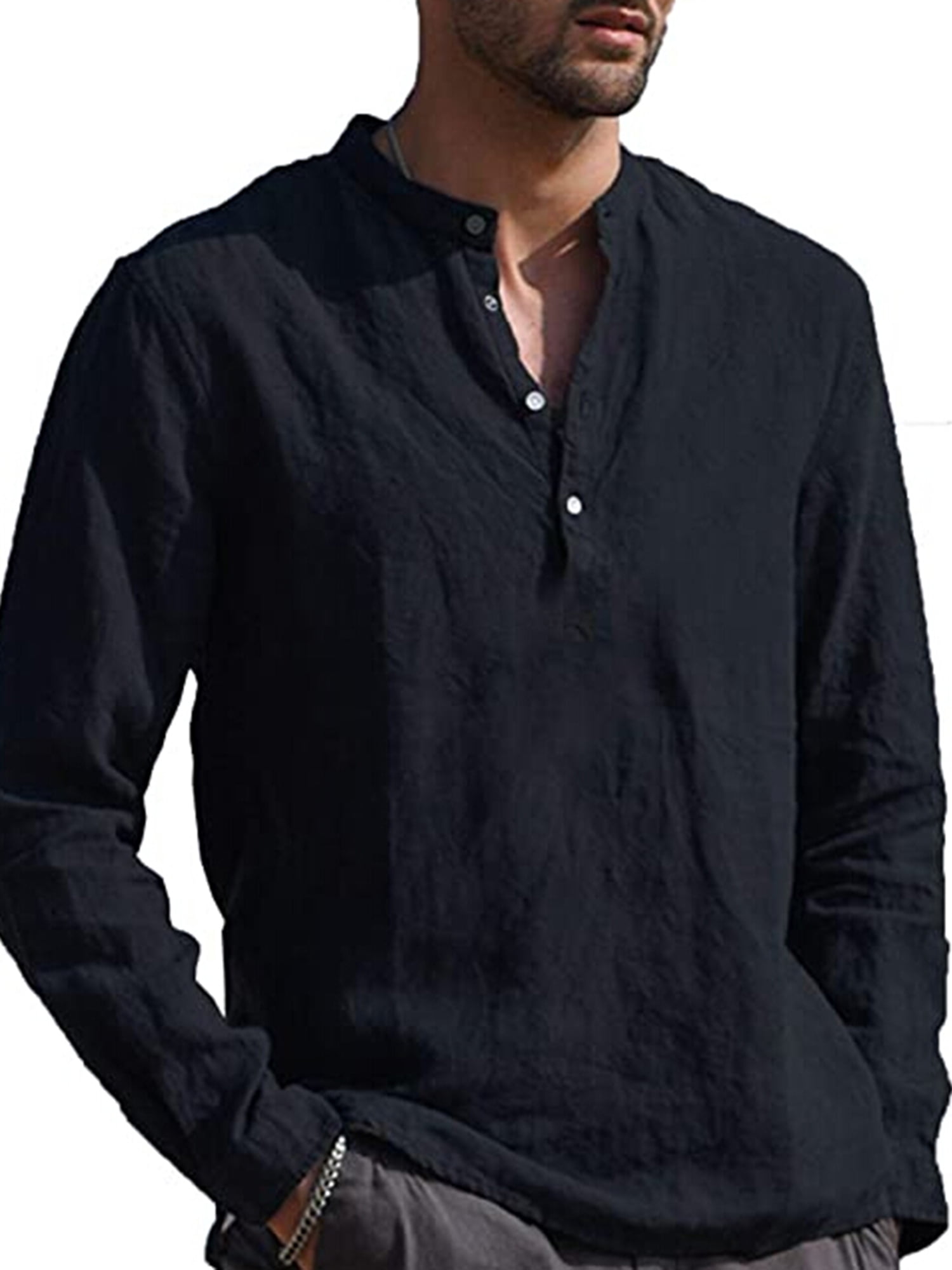 SFE Mens Fashion Shirts,Mens Long Sleeve Henley Shirt Cotton Linen Beach Yoga Loose Fit Tops Blouse SFE Mens Fashion Shirts,Mens Long Sleeve Henley Shirt Cotton Linen Beach Yoga Loose Fit Tops Blouse