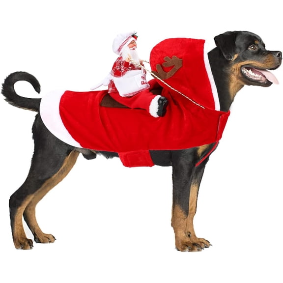 Chef Santa Claus Dog Costume, Cozy Dog Christmas Outfit, Santa Rider Pet Christmas Costume, Birthday Christmas Gift for Dog Lover Christmas Party, L