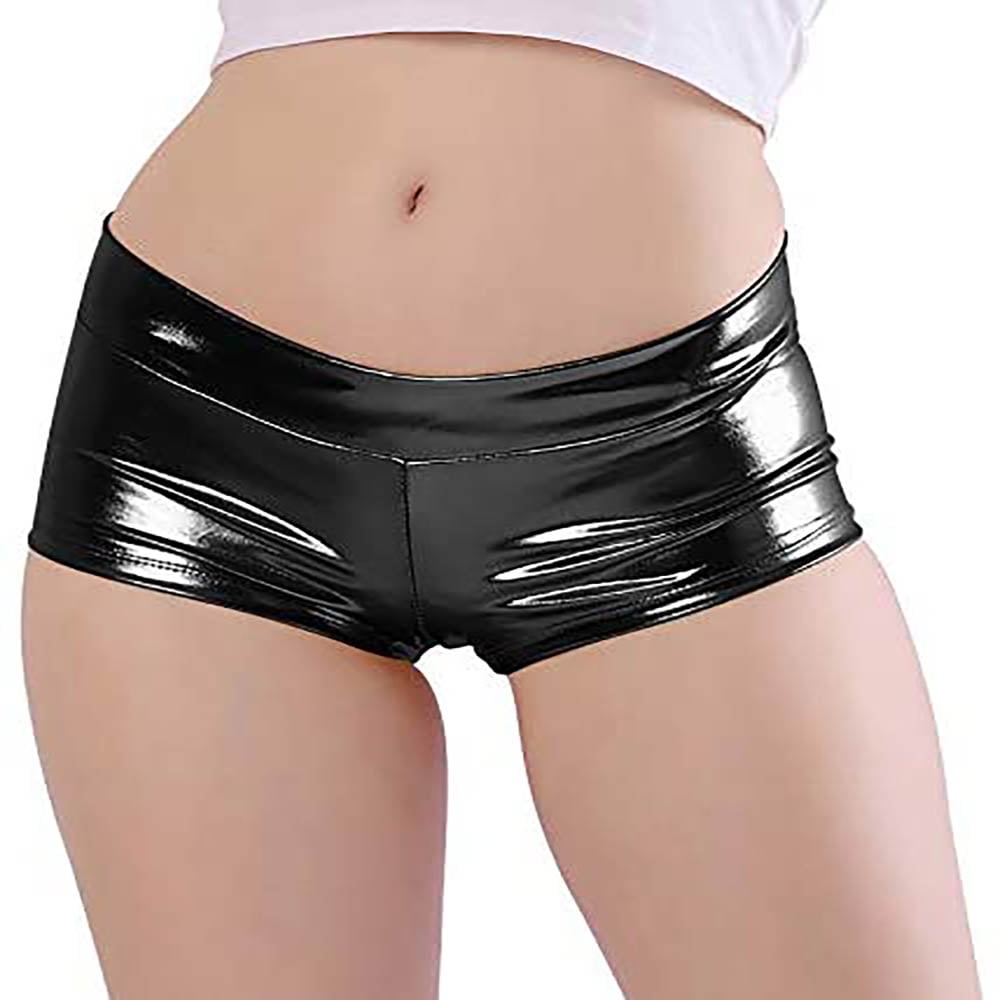 New Womens Ladies PVC Metalic Disco Wet Look Shorts Dance Party Shiny Plus Size 