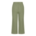 thumbnail image 6 of WREESH Womens Capri Pants Casual Solid Color Cropped Trousers Bandage Pockets Elastic Waist Comfortable Straight Pants Green, 6 of 7