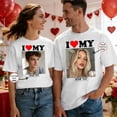thumbnail image 2 of Graphic Print T-Shirt, 3D Love Heart Valentine's Day Crewneck Tee, Plus Size Spring Workout Short Sleeve Shirt for Couples, Stretchy Everyday Wear, 2 of 4