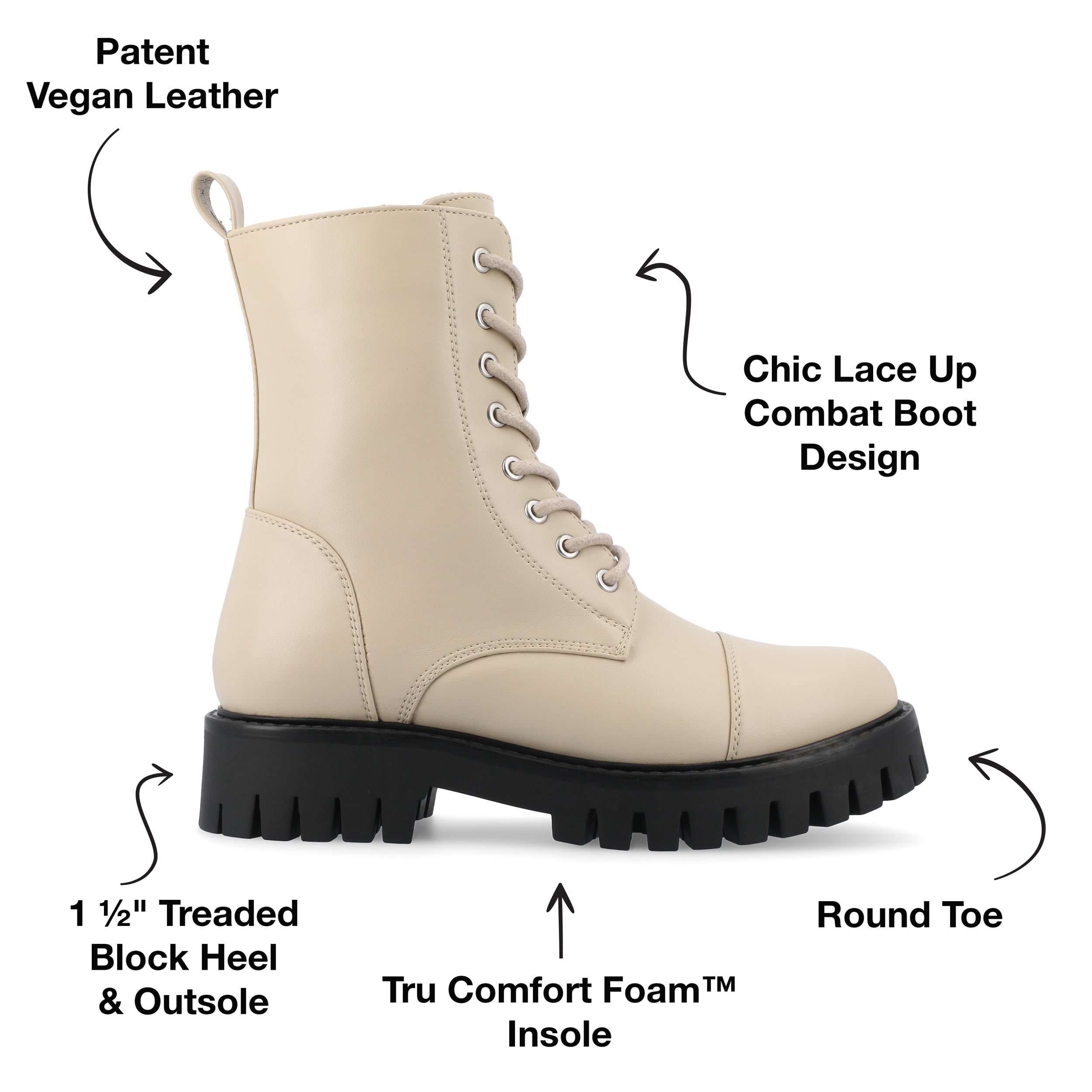 Journee Womens Aaley Combat Inside Zip Booties, Widths Available