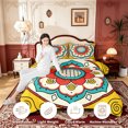thumbnail image 3 of Erosebridal Yellow Blue Mandala Full Size Comforter Sets,Red White Motif Bedding Comforter Set,3pcs,1 Comforter and 2 Pillowcases,Black Reversible, 3 of 7