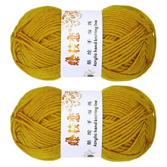 2PCS Crocheting Yarn,Deep Yellow 4 Ply Acrylic Yarn 100g,197 Yards