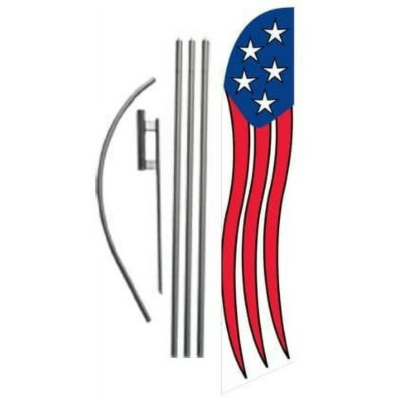 American Waver Glory Advertising Feather Banner Swooper Flag Sign with Flag Pole Kit and Ground Stake