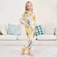 thumbnail image 6 of Fluffy Pajamas Set Fuzzy Winter Warm Pj Sets Pullover Tops and Long Pants Watercolor Yellow Flowers Medium, 6 of 8