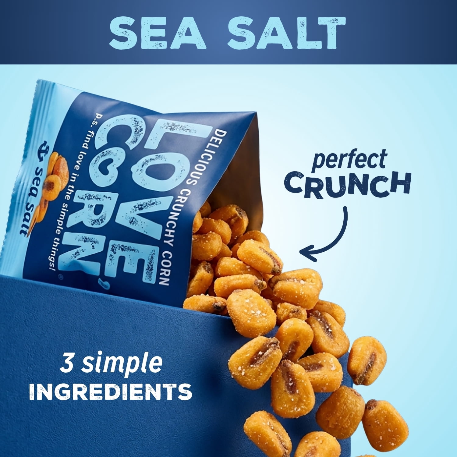 LOVE CORN: 9ct Variety Pack: Sea Salt, Cheddar, and Sour Cream & Onion (9 x 0.7oz) | Roasted Crunchy Corn - Gluten-Free - Plant based & Vegan - Healthy Snack - Low Calorie - Non GMO