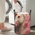 thumbnail image 4 of Lsque Haired White Horse pattern Laundry Hamper Basket, Tall Woven Rope Hamper Basket for Clothes, Lightweight Storage Basket, Collapsible Waterproof-Small, 4 of 8