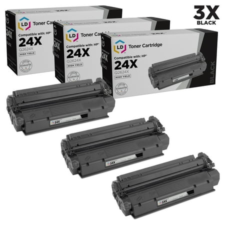 Remanufactured Replacement Laser Toner Cartridges for Q2624X (HP 24X) High-Yie Black (3 Pack)
