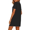 thumbnail image 5 of yillto Women Nightshirts Buttons down Nightgown Short Sleeve V Neck Sleepwear Pajamas Dress with Pockets, 5 of 7
