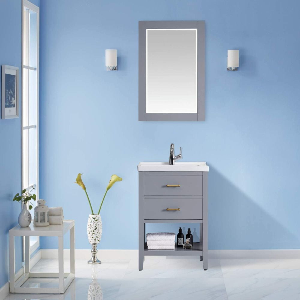 Kepooman F&R 24" X 35" Bathroom Vanity Mirror for Home, Solid Wood Framed Mirrors for Wall, Gray Kepooman F&R 24" X 35" Bathroom Vanity Mirror for Home, Solid Wood Framed Mirrors for Wall, Gray