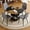 Black&Wood Table+4 Dark Gray Chairs(Style 1), variant on ExtraLco 7 Piece Round Dining Table Set for 6, 47.3" Wood Kitchen Table with 2-Tier Storage Shelf and 6 Brown Tech Fabric Chairs, Modern Dining Room Set for Apartment Breakfast Nook