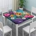 thumbnail image 3 of Colorful Tropical Leaf Pattern Square Fitted Tablecloth with Elastic Edge,Square Table Cover,Washable Elastic Table Cover for Home Kitchen Party Decor 36"x36", 3 of 6