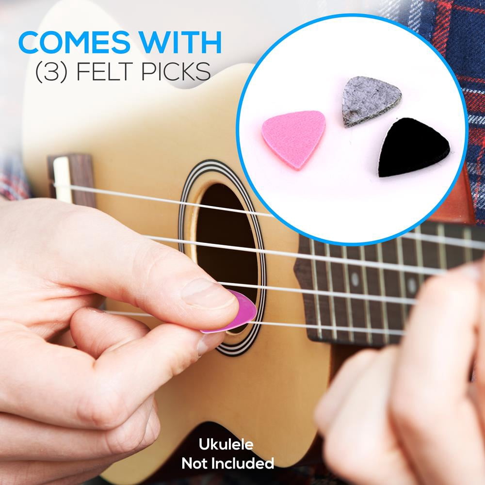 Pyle PRTPUKTKIT10 - Ukulele Accessory Kit - Handy Tuner, Sturdy Gig Bag, Detachable Ukulele Strap with 3 pcs. Felt Picks & Finger Guide