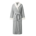 thumbnail image 5 of Women's Fall/winter V Neck Solid Color Flannel Long Nightgown Womens Winter Robes Womens Fuzzy Robe Robes for Women Fuzzy with Zipper Sweater Robe Women plus Size Kimono Robe Fancy Robes Nylon Robes, 5 of 5