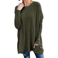 thumbnail image 3 of Round Neck Long Sleeve Loose Pocket T-Shirt Comfortable Breathable Casual T-Shirt for Women, 3 of 5