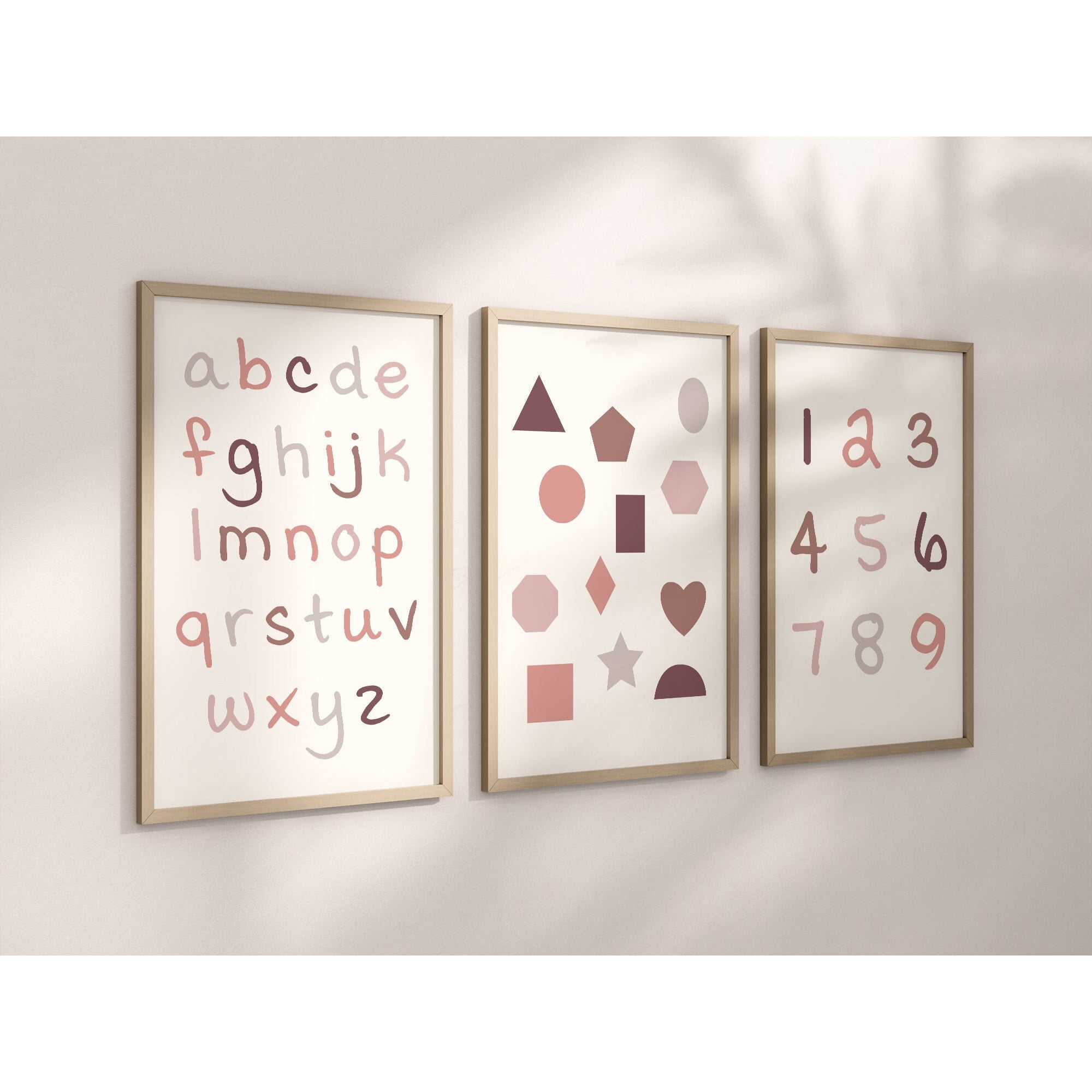 Alphabet And Shapes Nursery Poster, Education, Girls Nursery, Nursery Decor, Baby Girl Play Room Ideas, , Poster Only