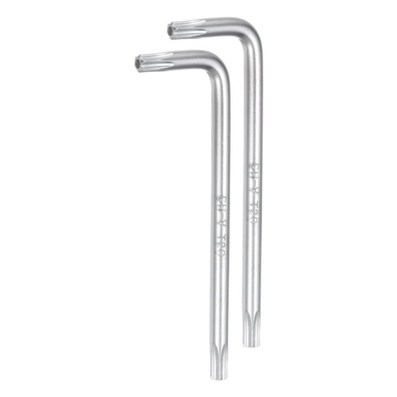 Uxcell 2pcs T20 Tamper Proof Torx Star Key Bit Wrench 2.64" L-Shaped 6 Points Wrenches CR-V Hand Tool