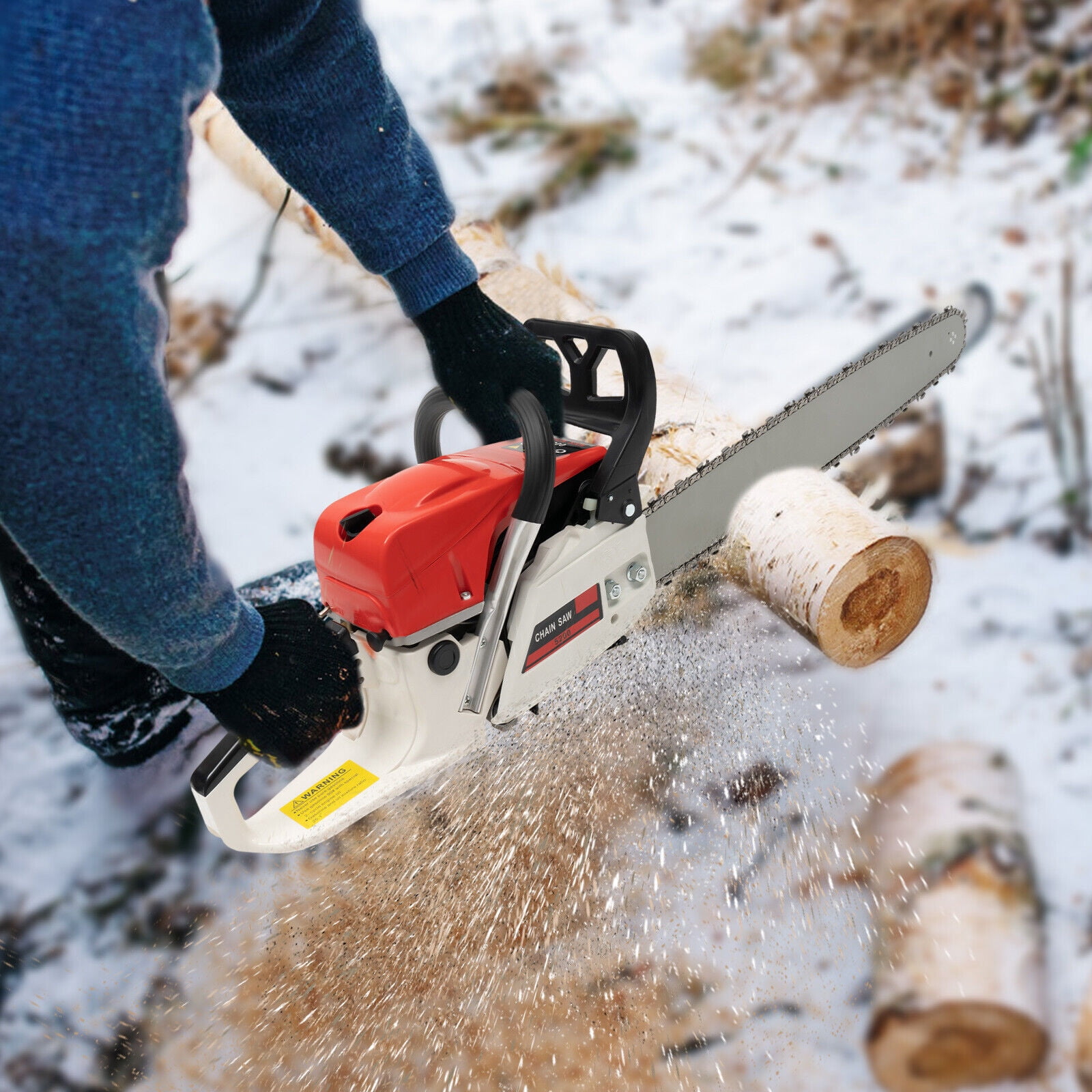 52cc 2 Stroke Gas Powered Chainsaw 22 Inch Handhold Wood Cutter Chain Saw
