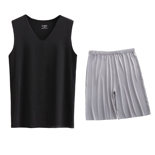 Conjunto Deportivo de los Hombres, Moda Casual de Color Sólido Cuello en V sin Mangas de Elasticidad Superior para el Desgaste Al Aire Libre, Traje Atlético de Humedad
